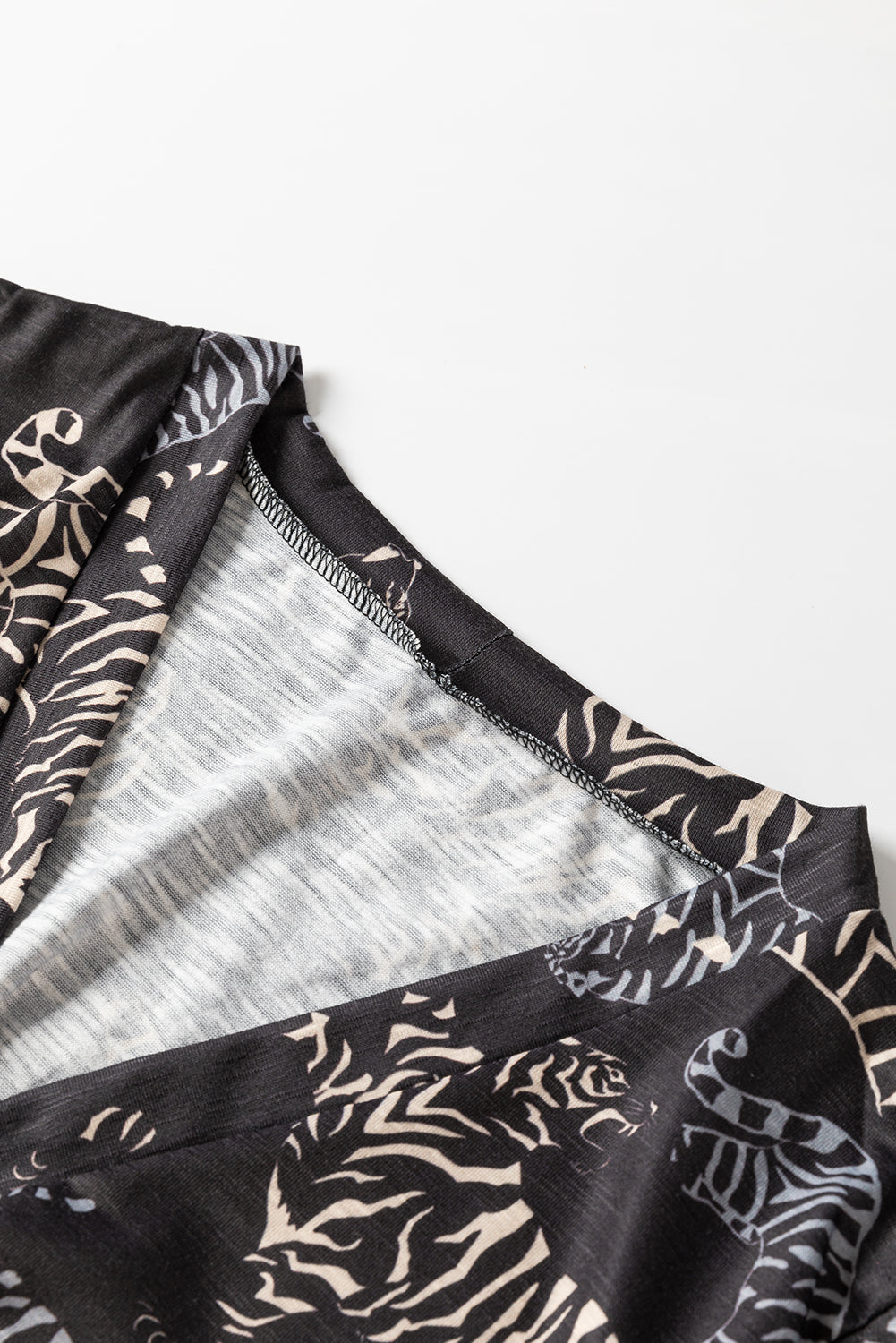 Black Tiger Print Button Front Cardigan