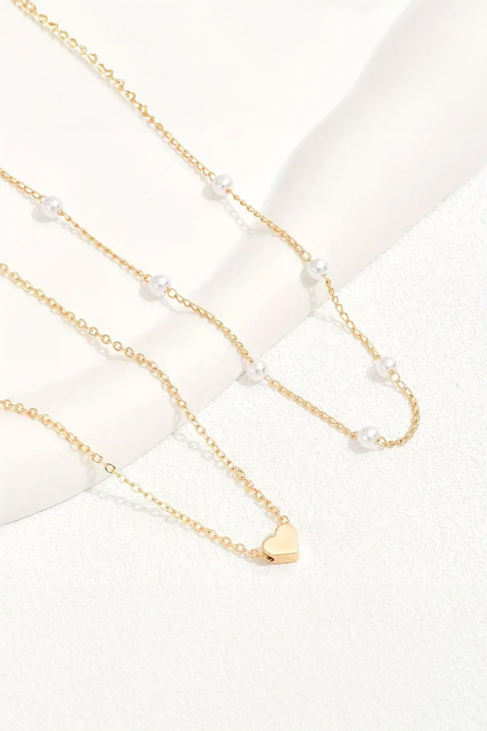 Gold Plated Heart & Pearl Necklace