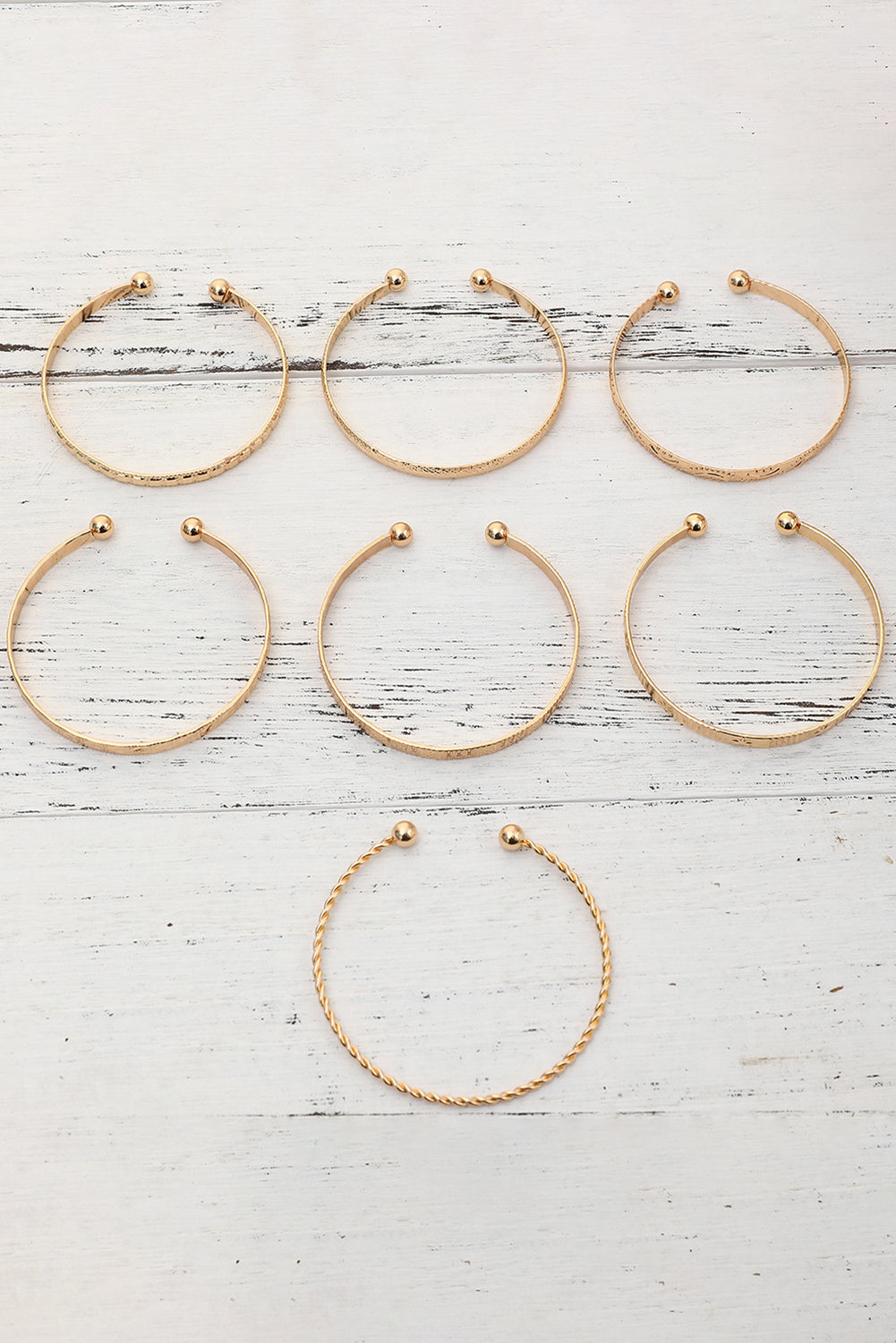 Gold Plated Textured 7 Piece Bangle Set