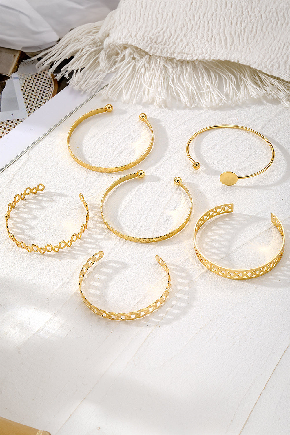 Gold Plated Heart 6 Piece Bangle Set