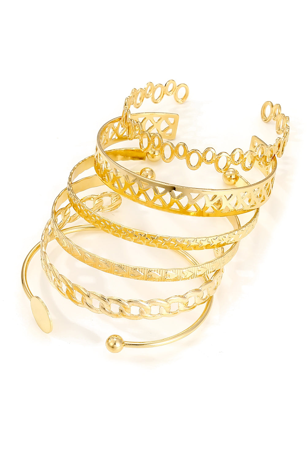 Gold Plated Heart 6 Piece Bangle Set