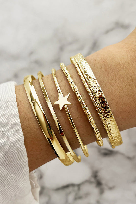 Gold Plated Star 6 Piece Bangle Bracelet Set