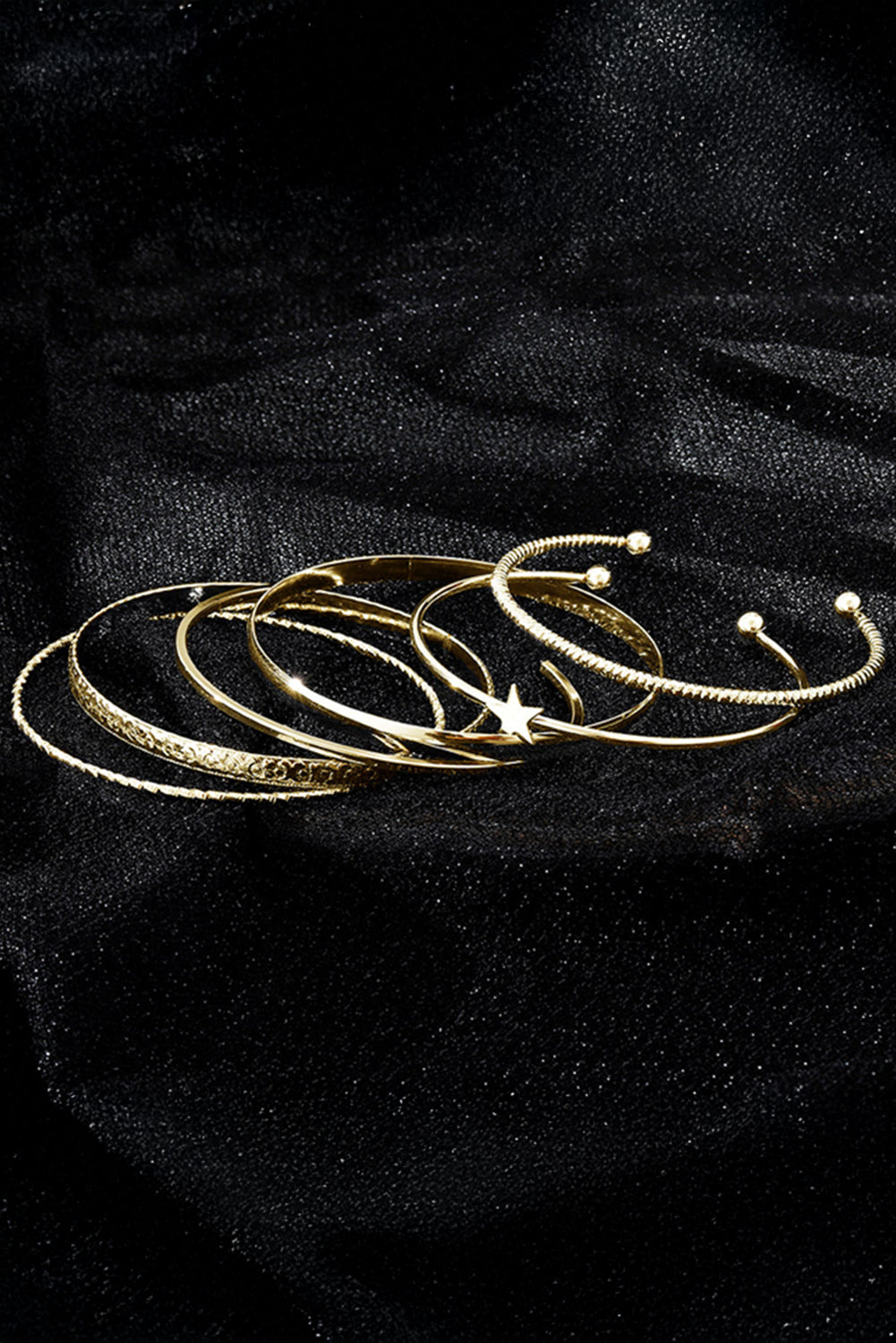 Gold Plated Star 6 Piece Bangle Bracelet Set