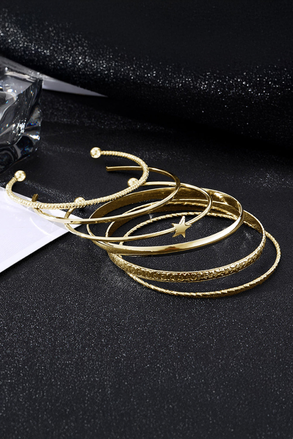 Gold Plated Star 6 Piece Bangle Bracelet Set