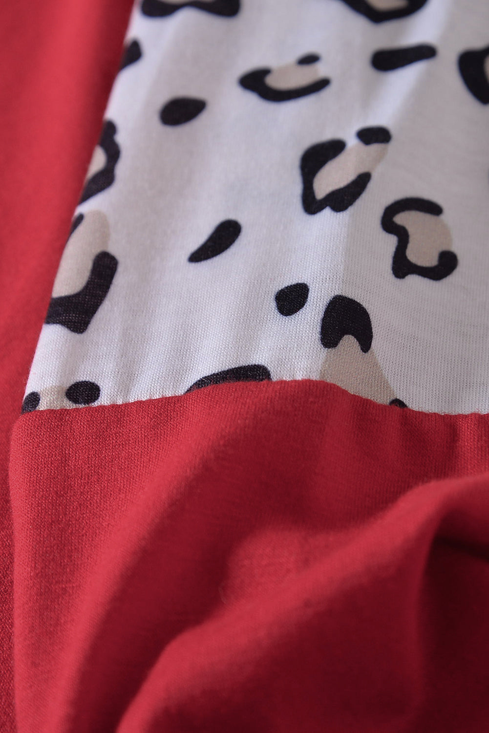 Red Striped Animal Print Color block Long Sleeve Top