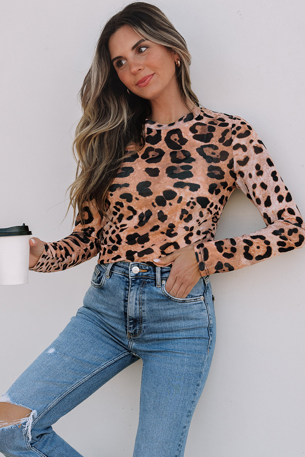 Leopard Mesh Top