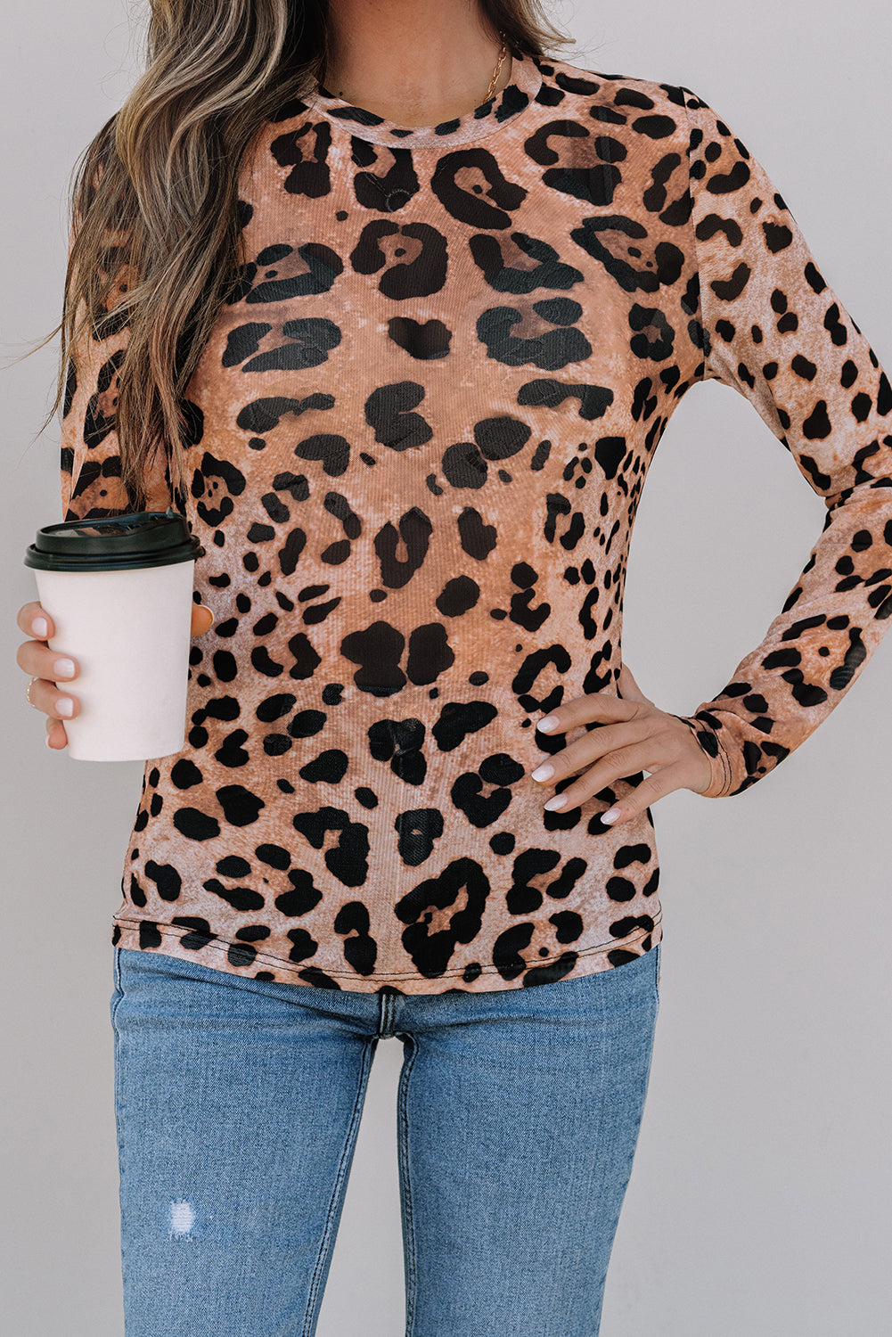 Leopard Mesh Top