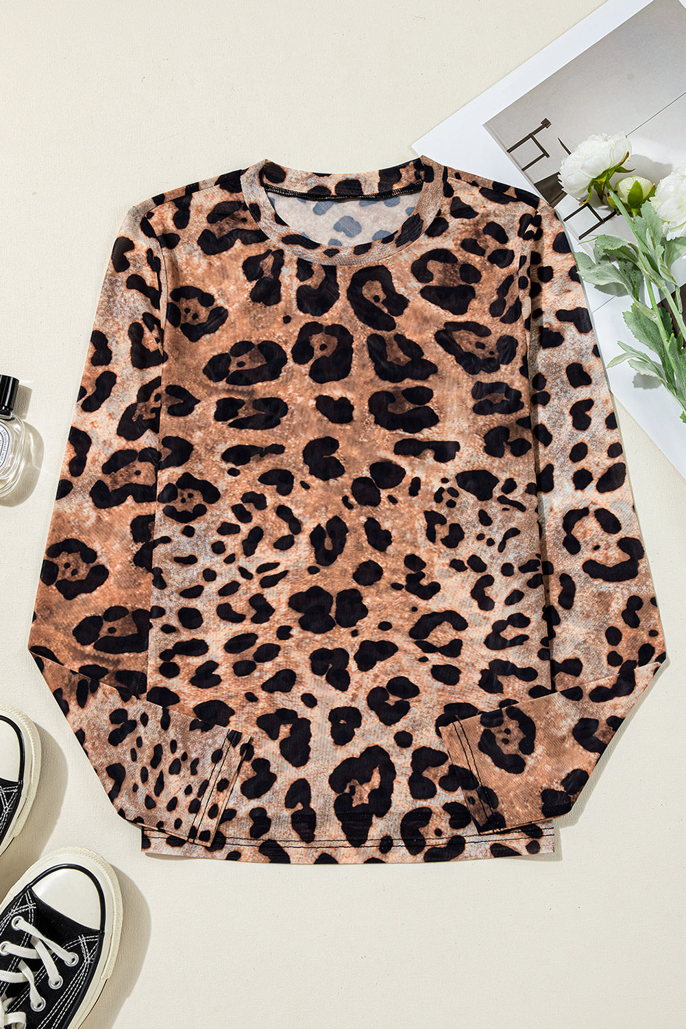 Leopard Mesh Top