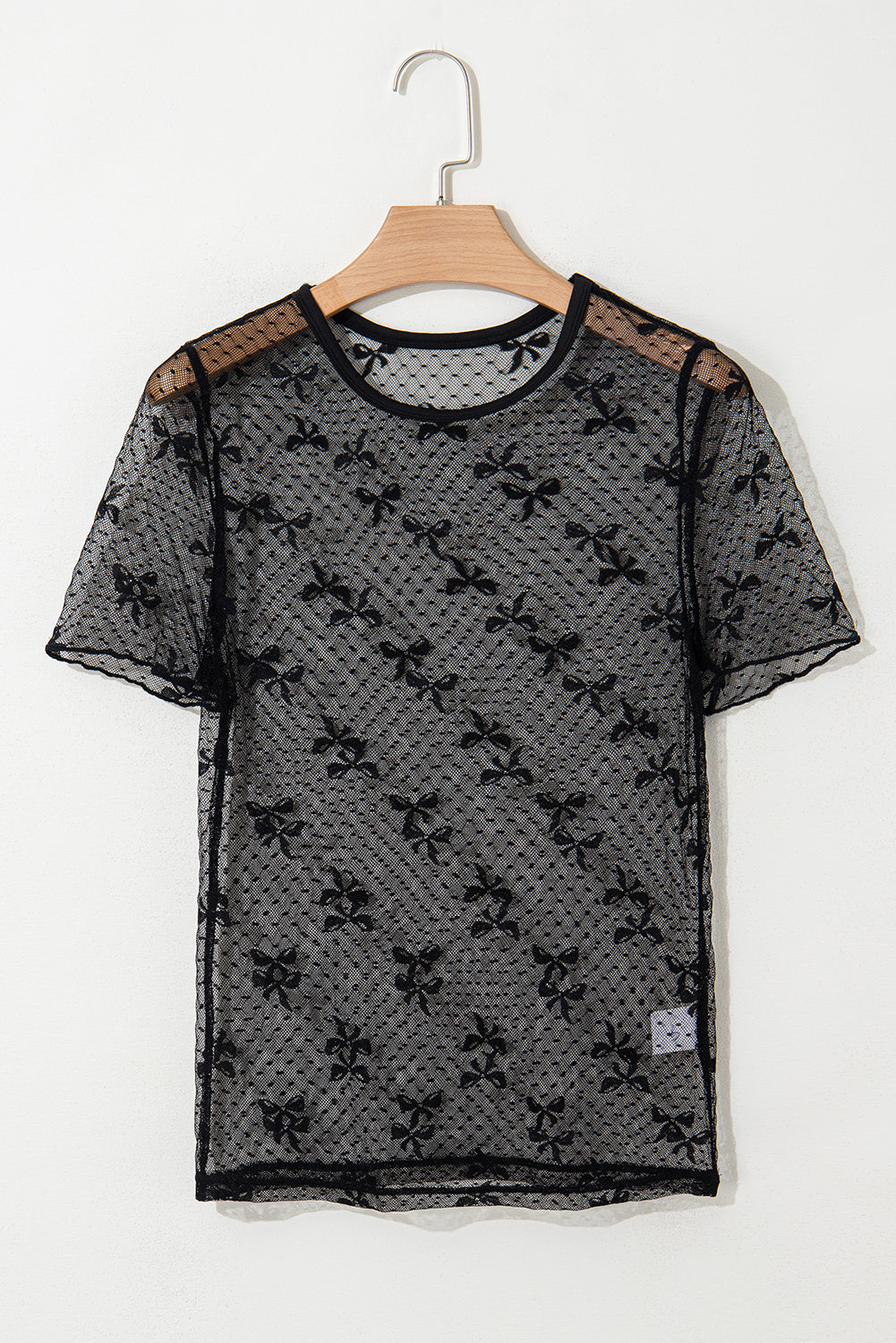 Bow Knot Dotted Mesh Blouse