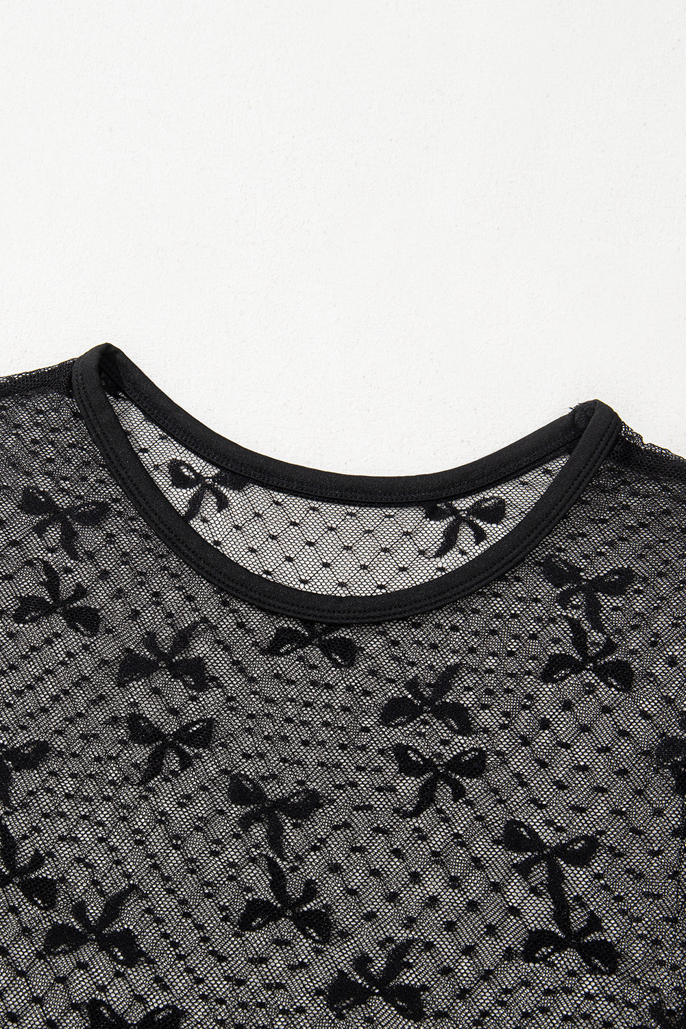 Bow Knot Dotted Mesh Blouse