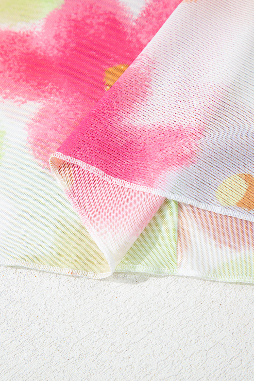 Floral Mesh Lettuce Trim Cropped T-Shirt