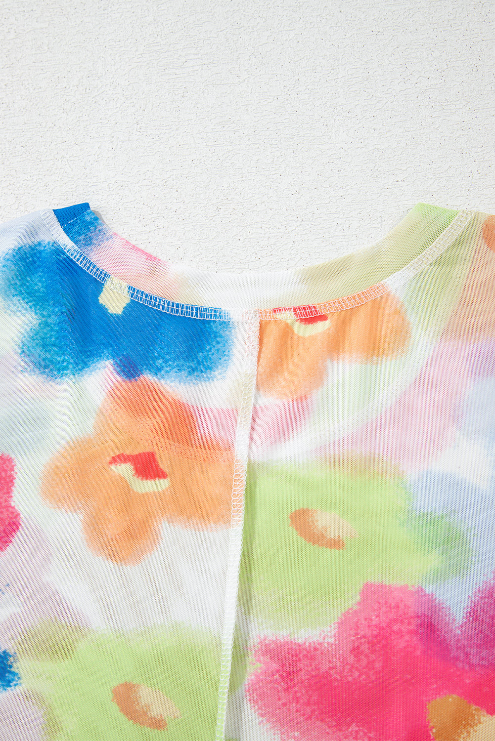 Floral Mesh Lettuce Trim Cropped T-Shirt