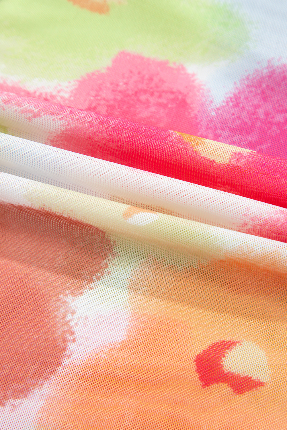 Floral Mesh Lettuce Trim Cropped T-Shirt