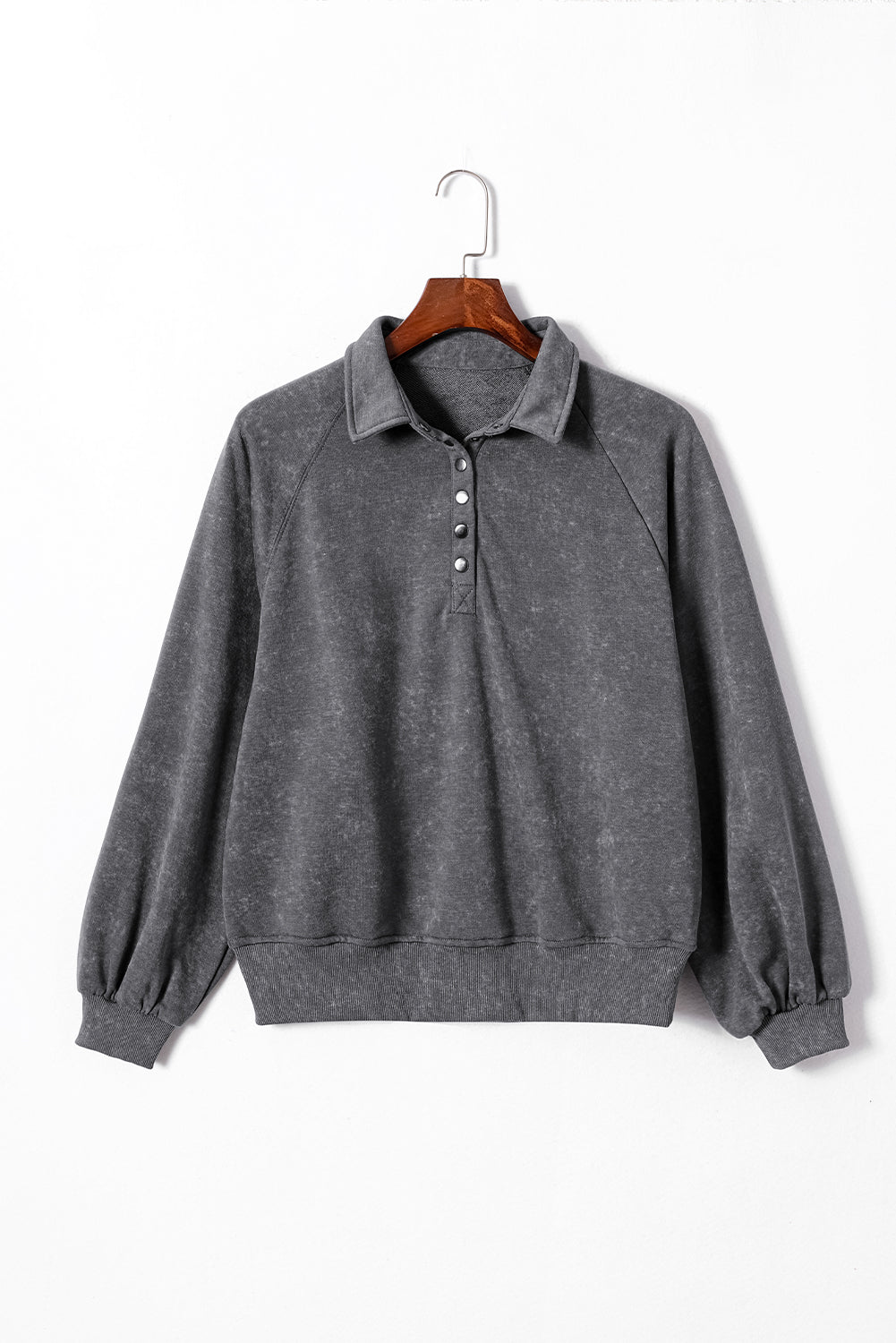 Gray Lantern Sleeve Pullover Sweatshirt