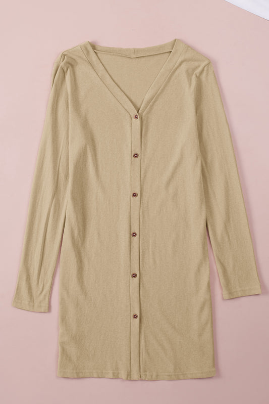 Solid Color Button Cardigan