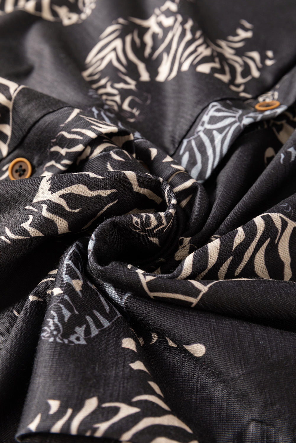 Black Tiger Print Button Front Cardigan