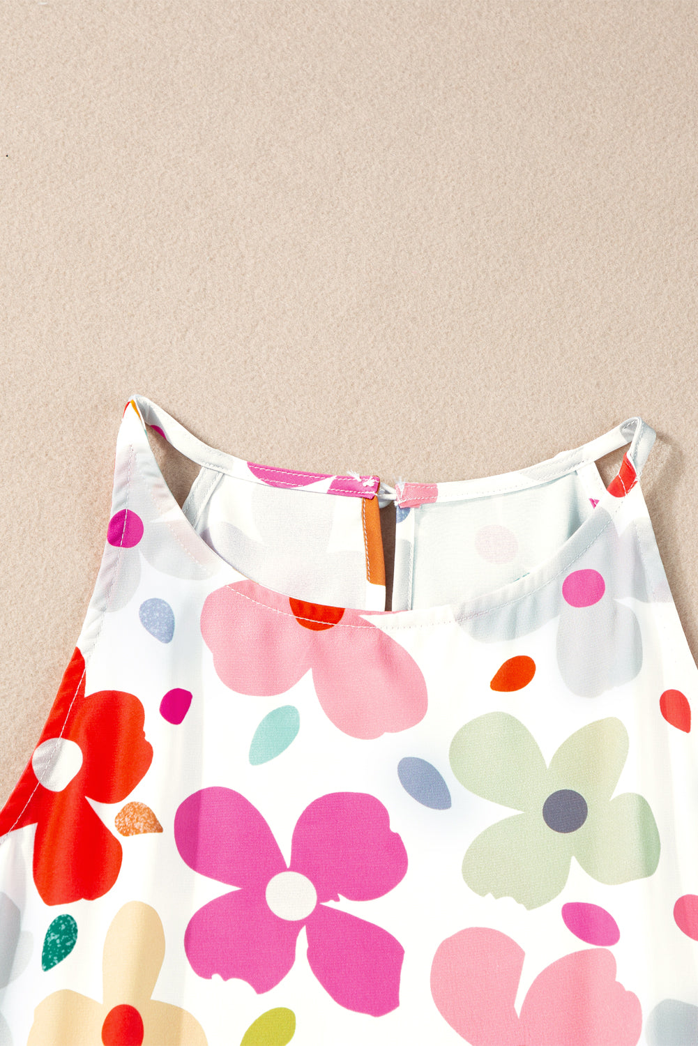 White Floral Tank Top