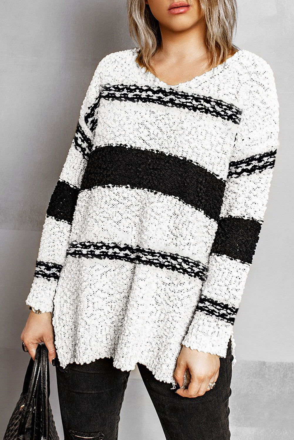 Striped Tunic Knitted Sweater