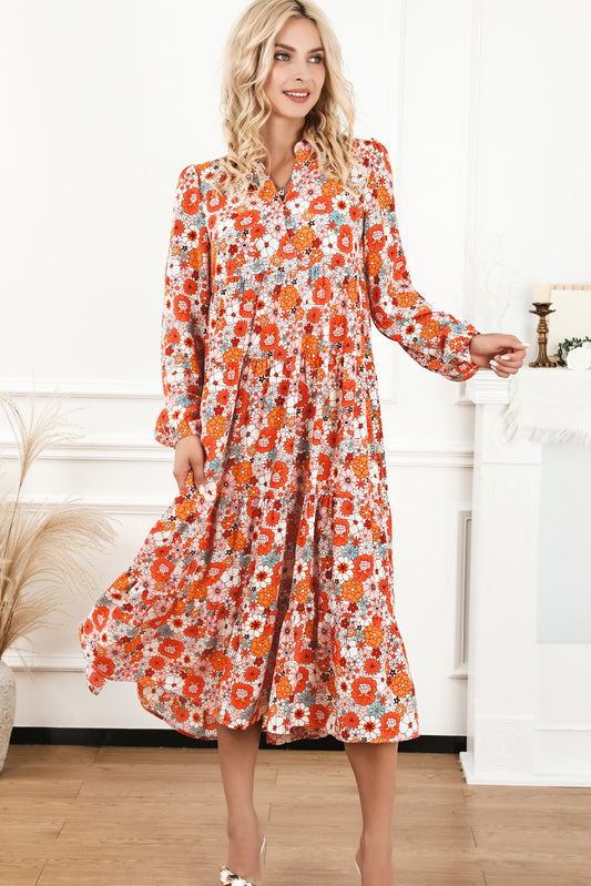 Multicolor Boho Floral Ruffled Dress