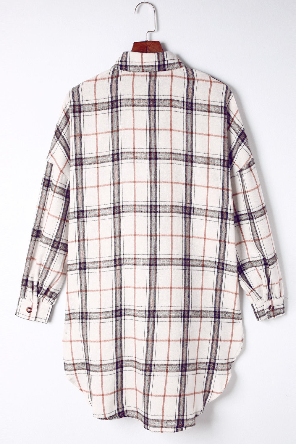 White Oversized Plaid Flannel Shacket