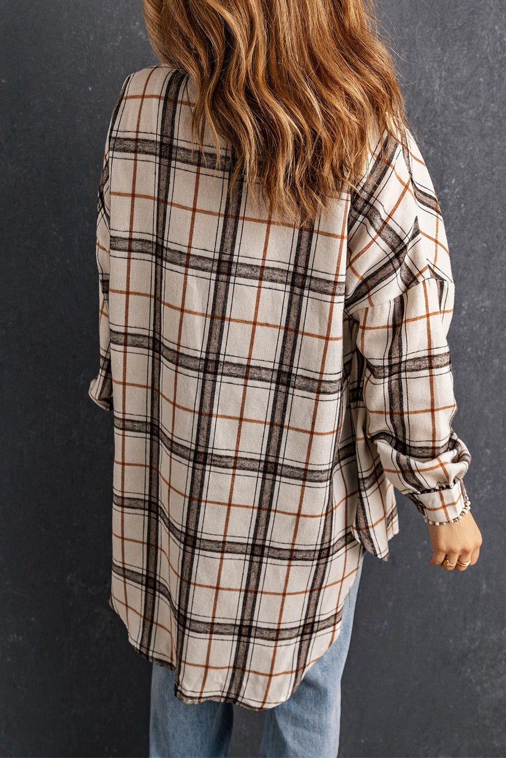 White Oversized Plaid Flannel Shacket