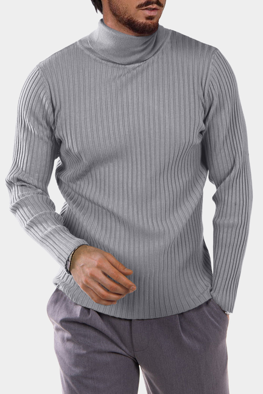 Classic Rib Knit High Neck Sweater