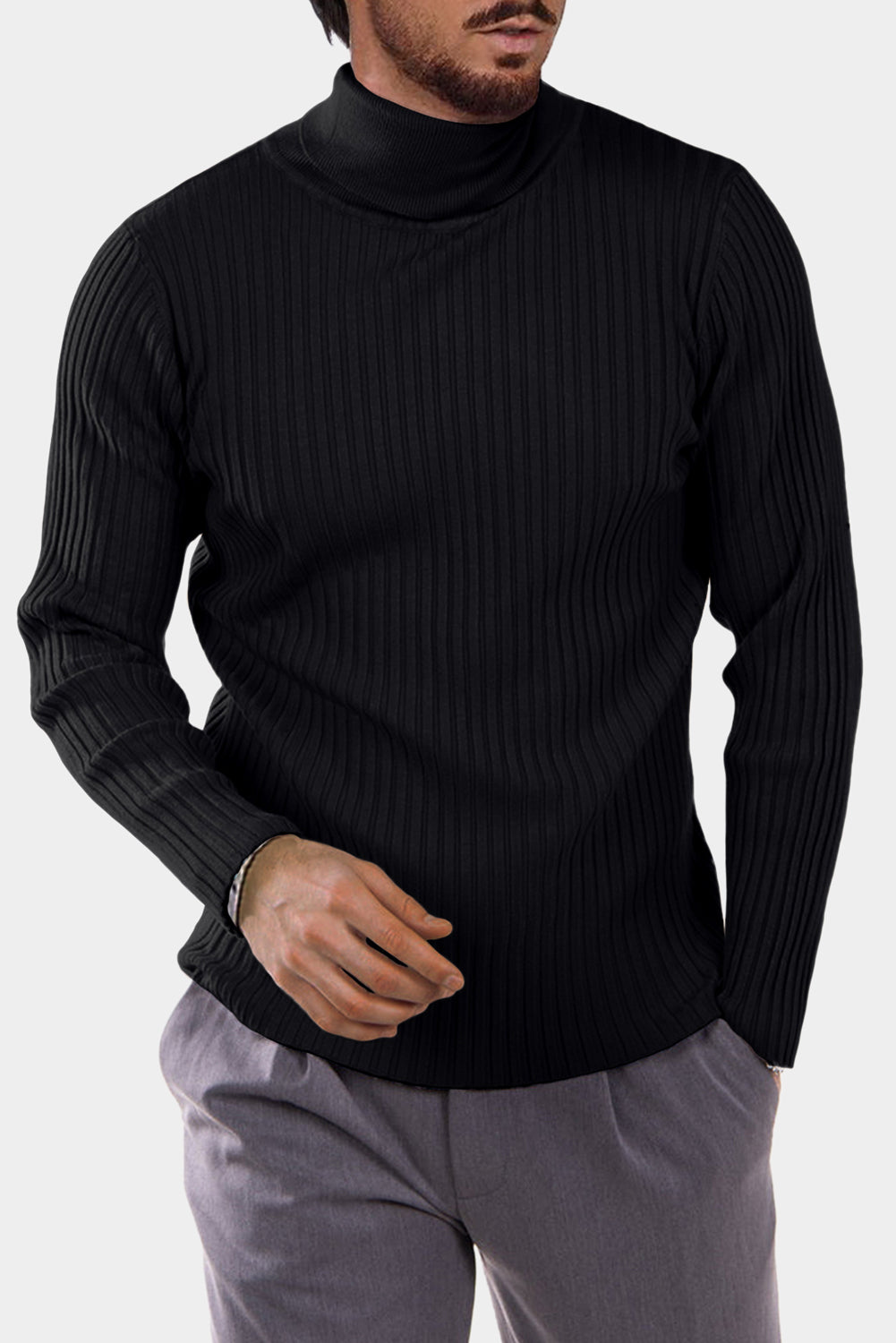 Classic Rib Knit High Neck Sweater